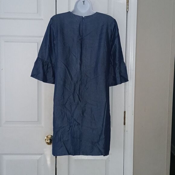 Ann Taylor Factory Petite sheath denim material midi dress Sz 6P NWOT - Picture 5 of 8